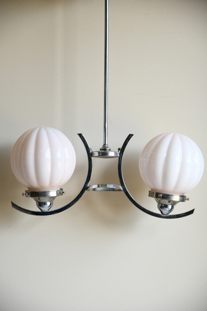 Antique Original Art Deco Chrome Pendant Light