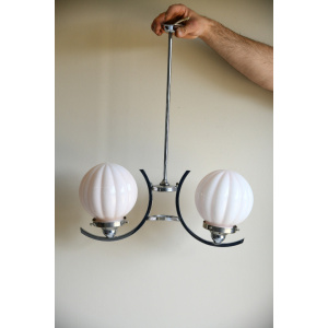 Antique Original Art Deco Chrome Pendant Light
