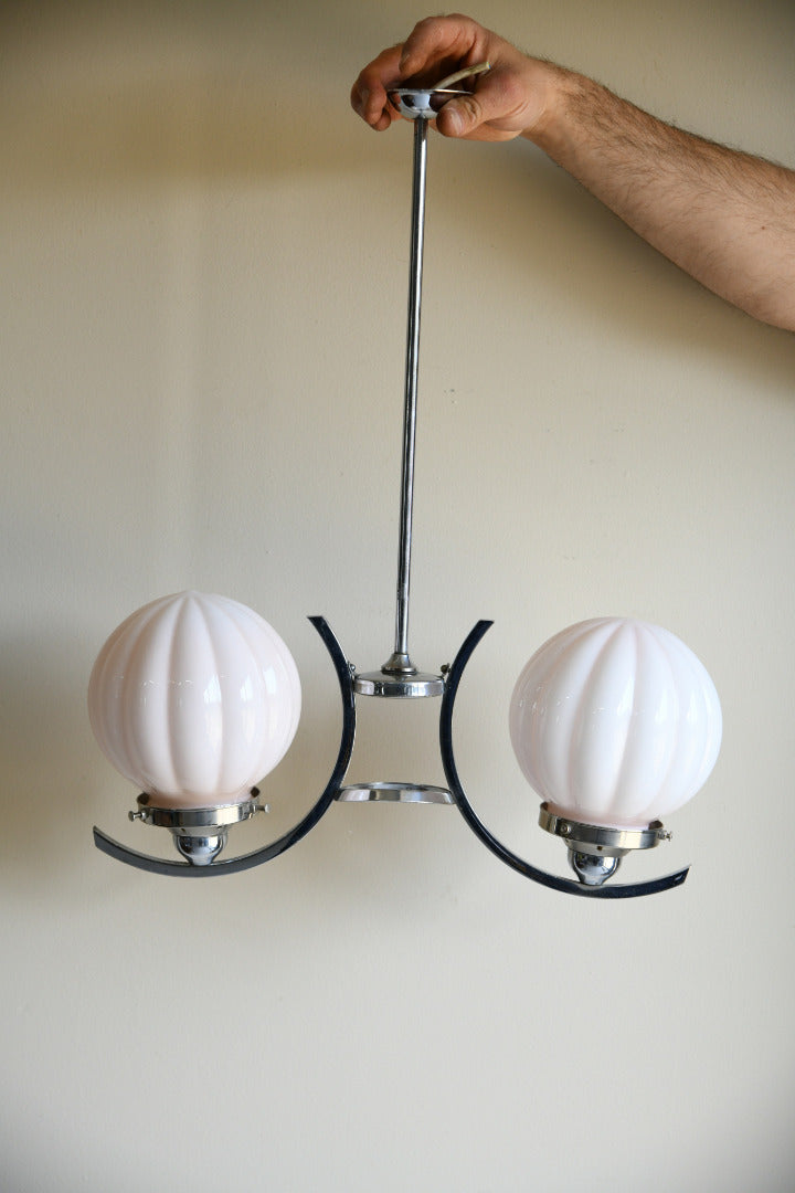 Antique Original Art Deco Chrome Pendant Light