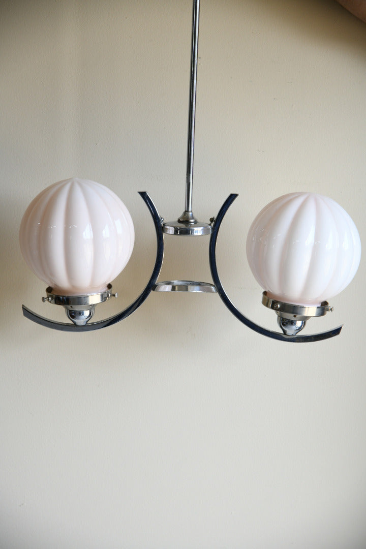 Antique Original Art Deco Chrome Pendant Light
