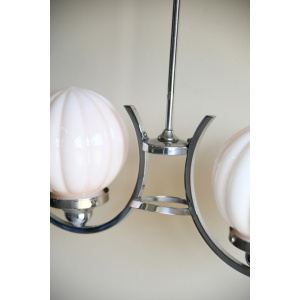 Antique Original Art Deco Chrome Pendant Light