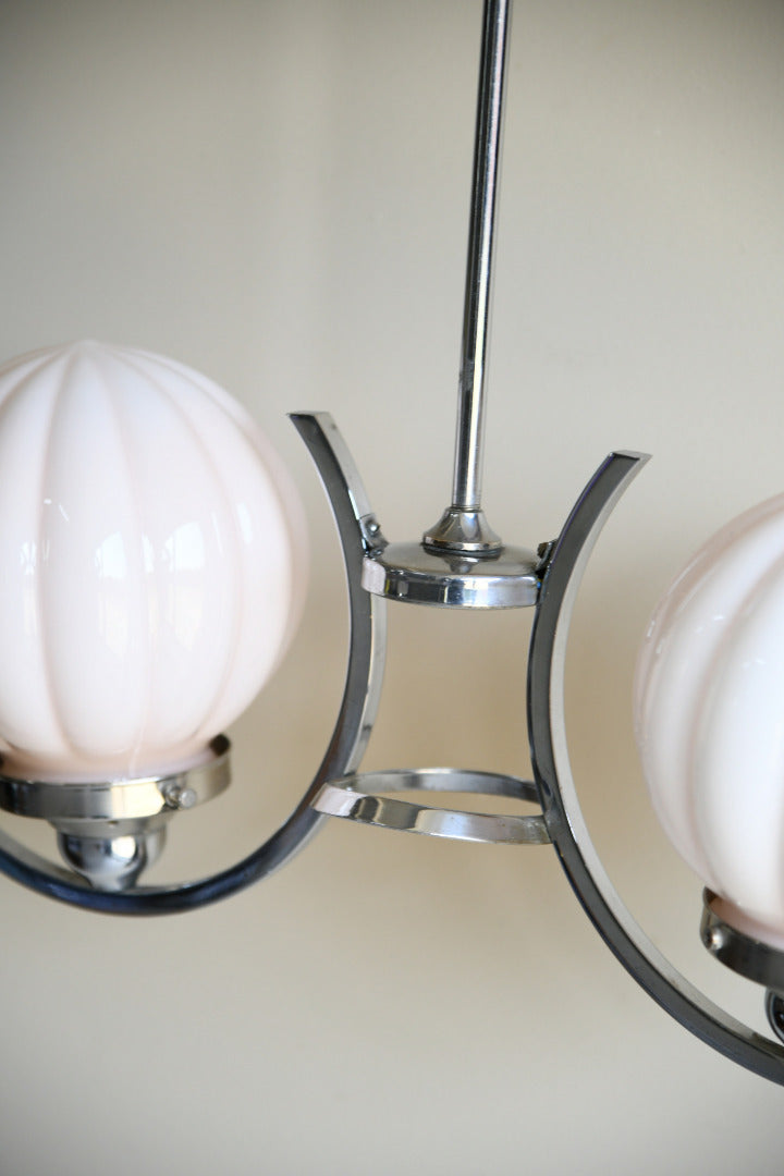 Antique Original Art Deco Chrome Pendant Light