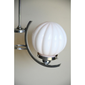 Antique Original Art Deco Chrome Pendant Light