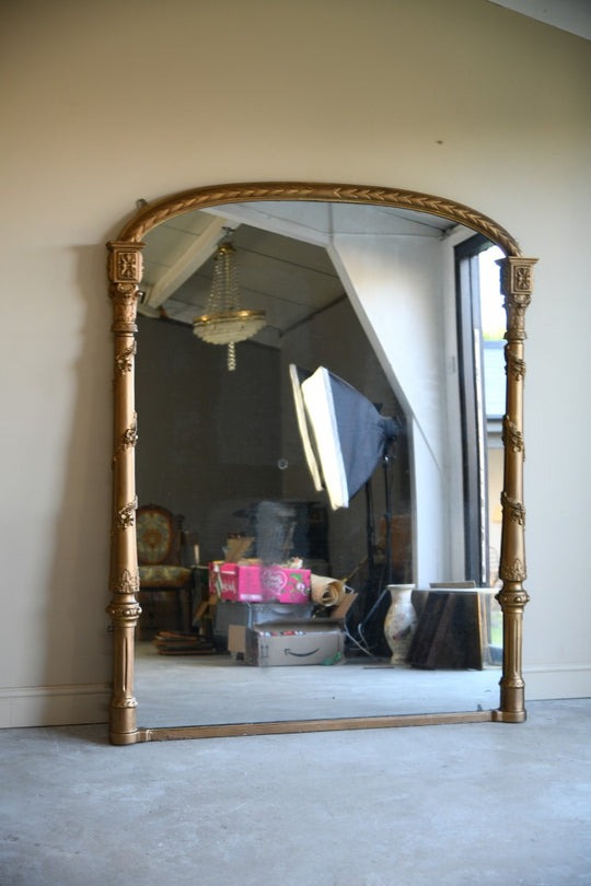 Large Antique Overmantle Mirror