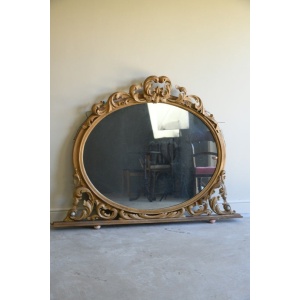 Large Gilt Wood Oval Overmantle Mirror