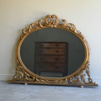 Large Gilt Wood Oval Overmantle Mirror