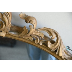 Large Gilt Wood Oval Overmantle Mirror