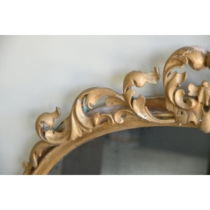 Large Gilt Wood Oval Overmantle Mirror
