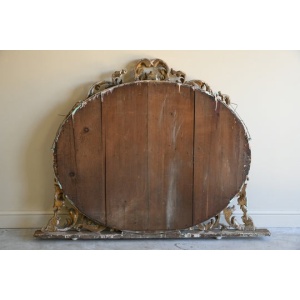 Large Gilt Wood Oval Overmantle Mirror