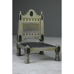 Pair Vintage Eastern Metal Clad Pidha Chairs