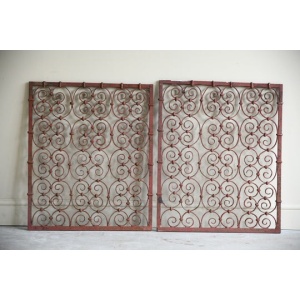 Pair Continental Scrolled Iron Window Grills