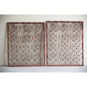 Pair Continental Scrolled Iron Window Grills