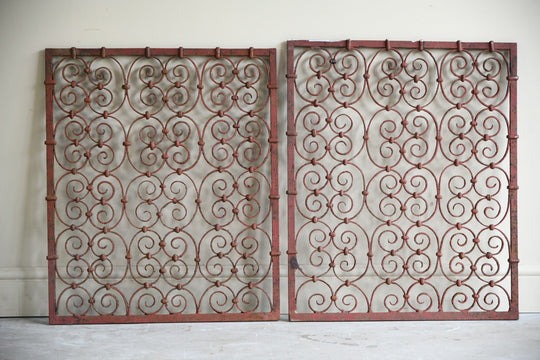 Pair Continental Scrolled Iron Window Grills