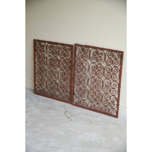 Pair Continental Scrolled Iron Window Grills