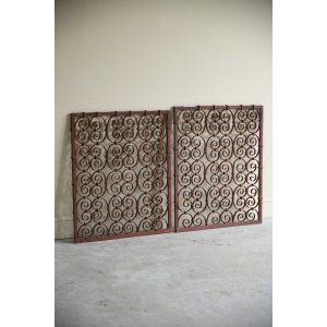 Pair Continental Scrolled Iron Window Grills