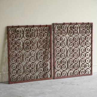 Pair Continental Scrolled Iron Window Grills