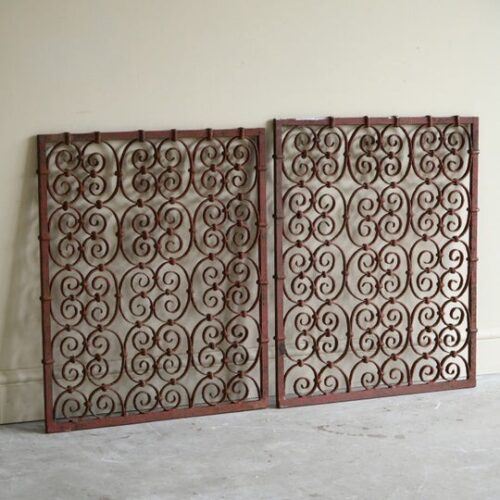 Pair Continental Scrolled Iron Window Grills