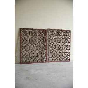 Pair Continental Scrolled Iron Window Grills