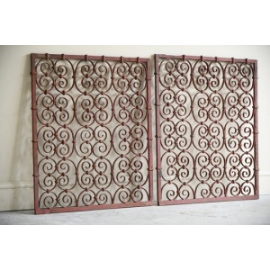 Pair Continental Scrolled Iron Window Grills