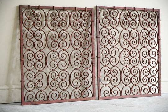 Pair Continental Scrolled Iron Window Grills