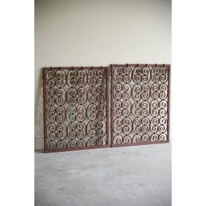 Pair Continental Scrolled Iron Window Grills