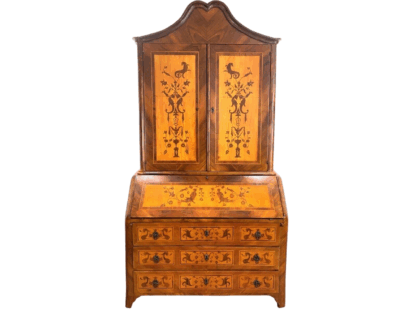 18th Century, Dutch Inlaid Marquetry, Walnut Bookcase Bureau