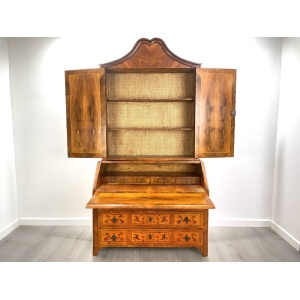 18th Century, Dutch Inlaid / Marquetry, Walnut Bookcase Bureau