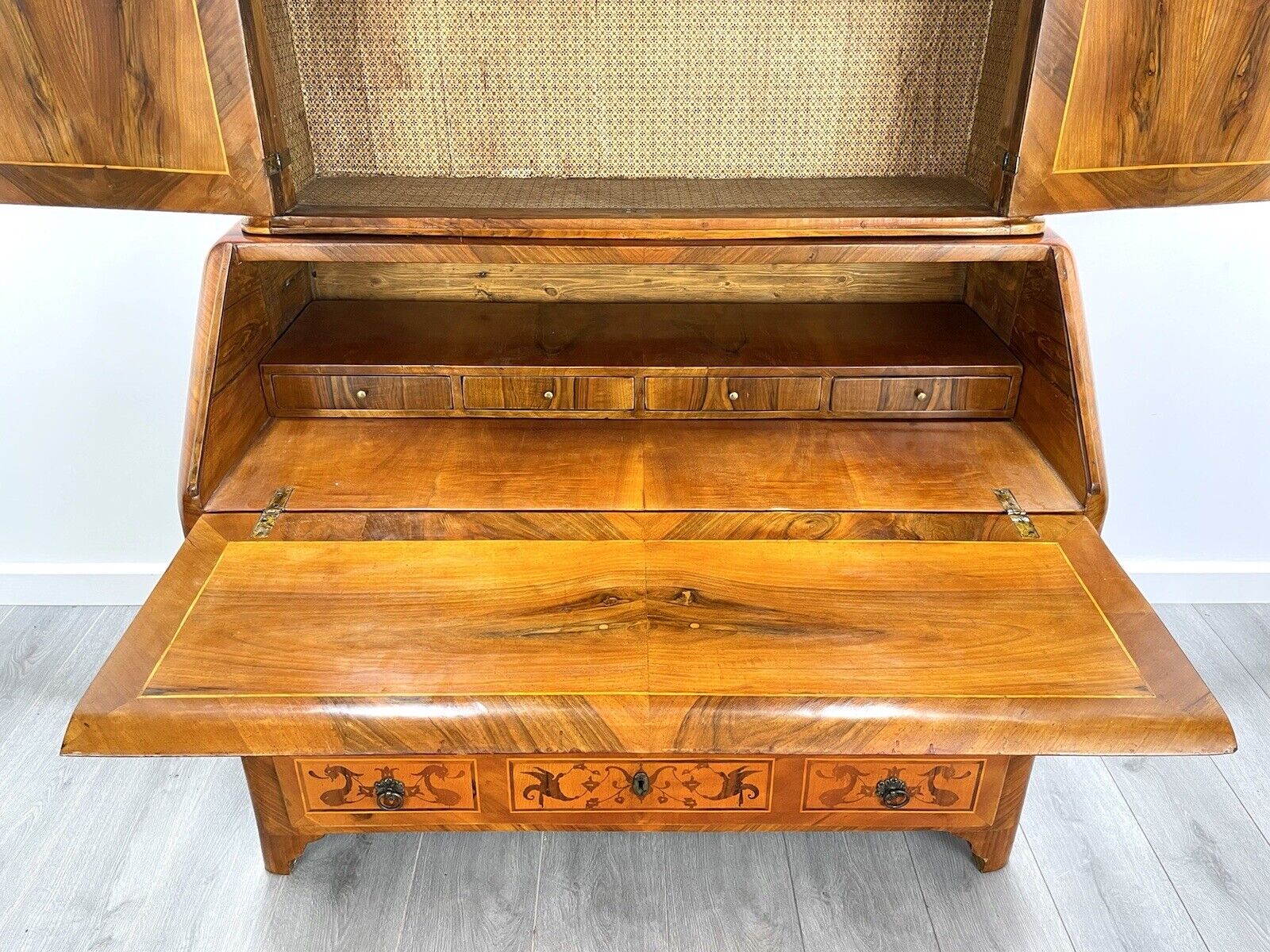 18th Century, Dutch Inlaid / Marquetry, Walnut Bookcase Bureau