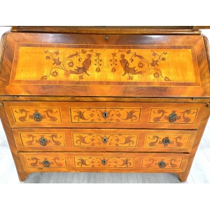 18th Century, Dutch Inlaid / Marquetry, Walnut Bookcase Bureau