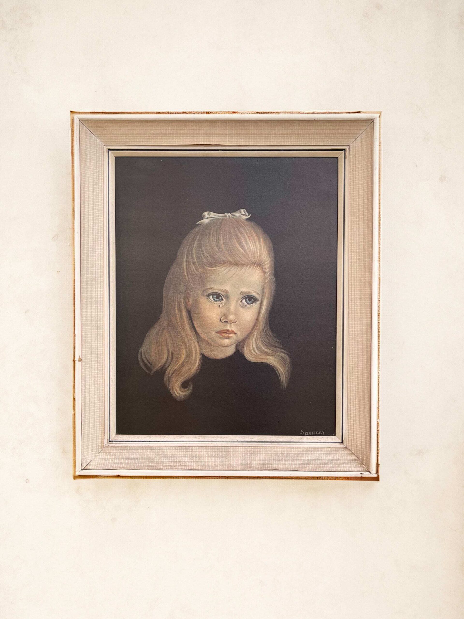 1960s Irene Spencer “Teardrop” Crying Girl Framed Print