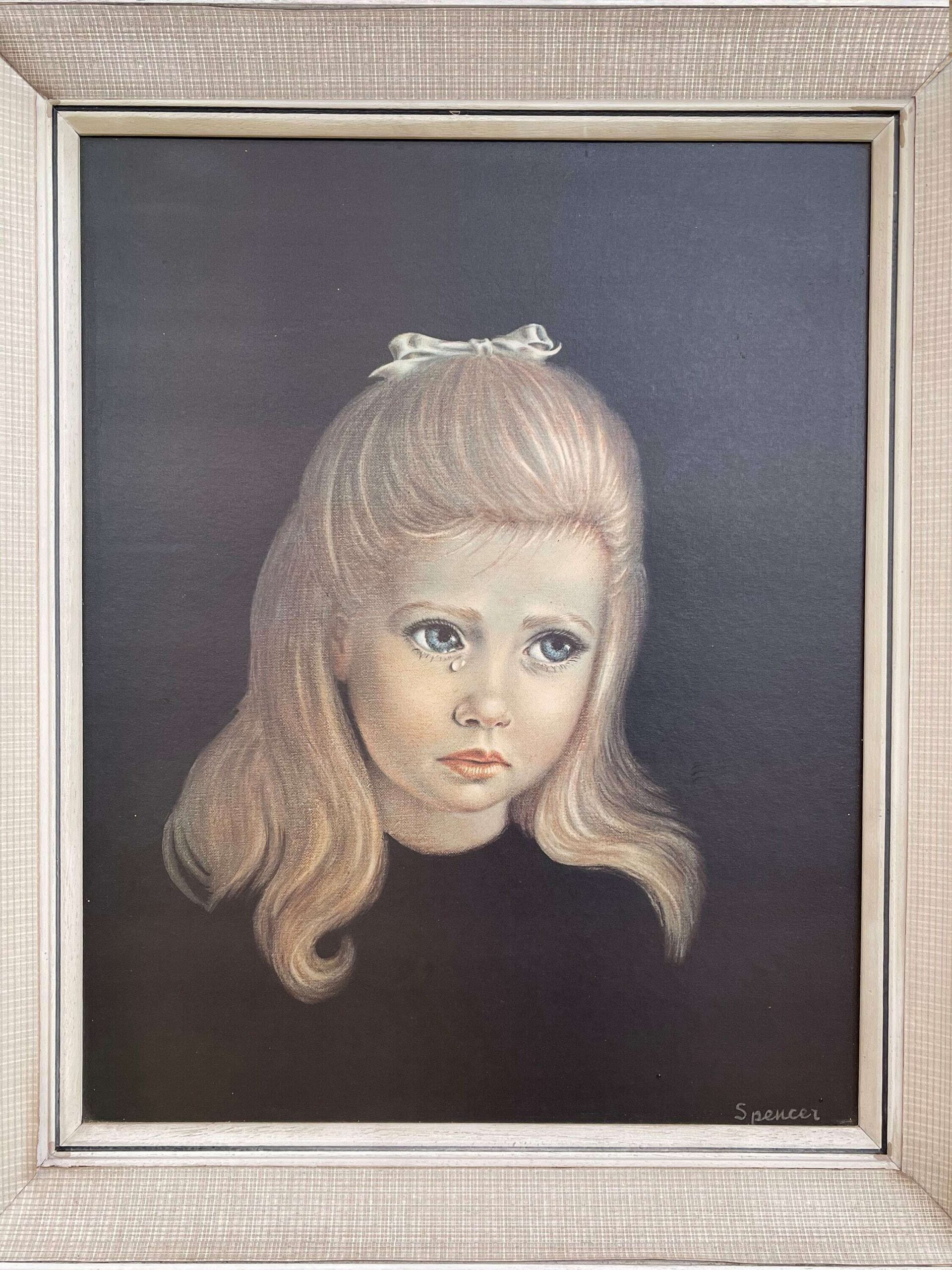1960s Irene Spencer “Teardrop” Crying Girl Framed Print