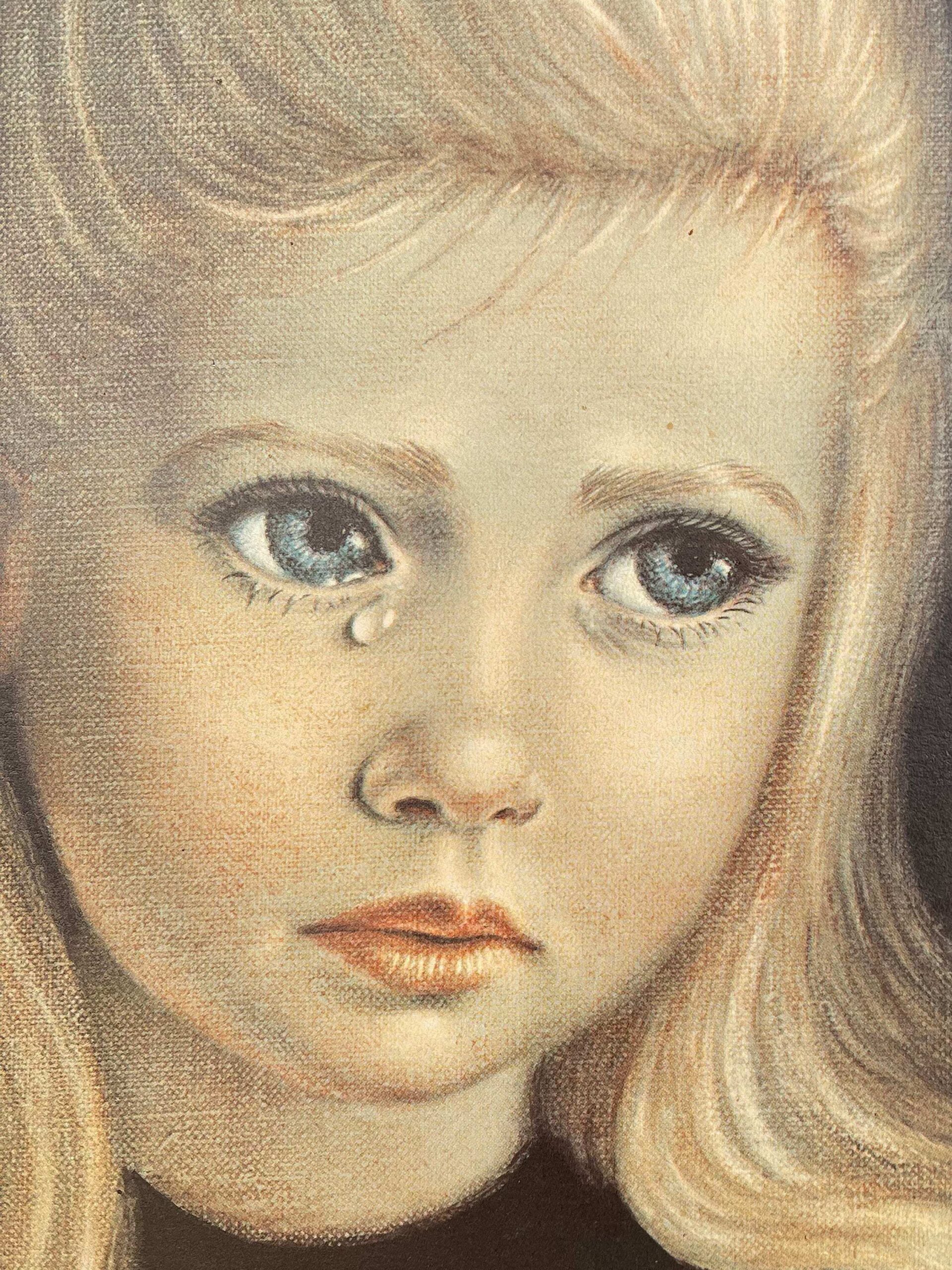 1960s Irene Spencer “Teardrop” Crying Girl Framed Print
