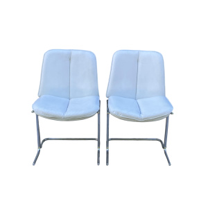 1970's White Leather And Chrome, Pieff 'Eleganza' Dining Chairs