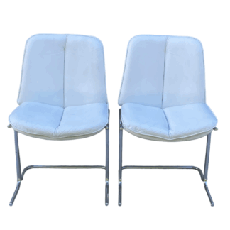 1970's White Leather And Chrome, Pieff 'Eleganza' Dining Chairs