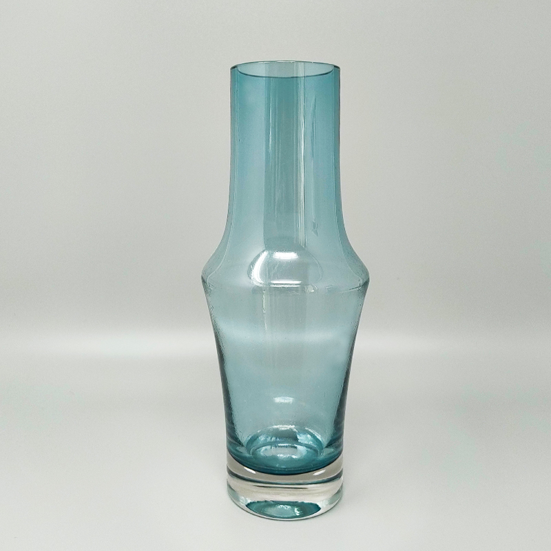 1970s Astonishing Light Blue Vase #1376 by Tamara Aladin Vase for Riihimaki/Riihimaen Lasi Oy