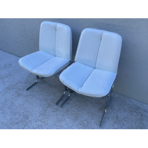 1970's White Leather And Chrome, Pieff 'Eleganza' Dining Chairs
