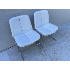 1970's White Leather And Chrome, Pieff 'Eleganza' Dining Chairs