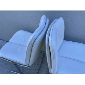 1970's White Leather And Chrome, Pieff 'Eleganza' Dining Chairs