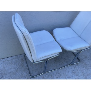 1970's White Leather And Chrome, Pieff 'Eleganza' Dining Chairs