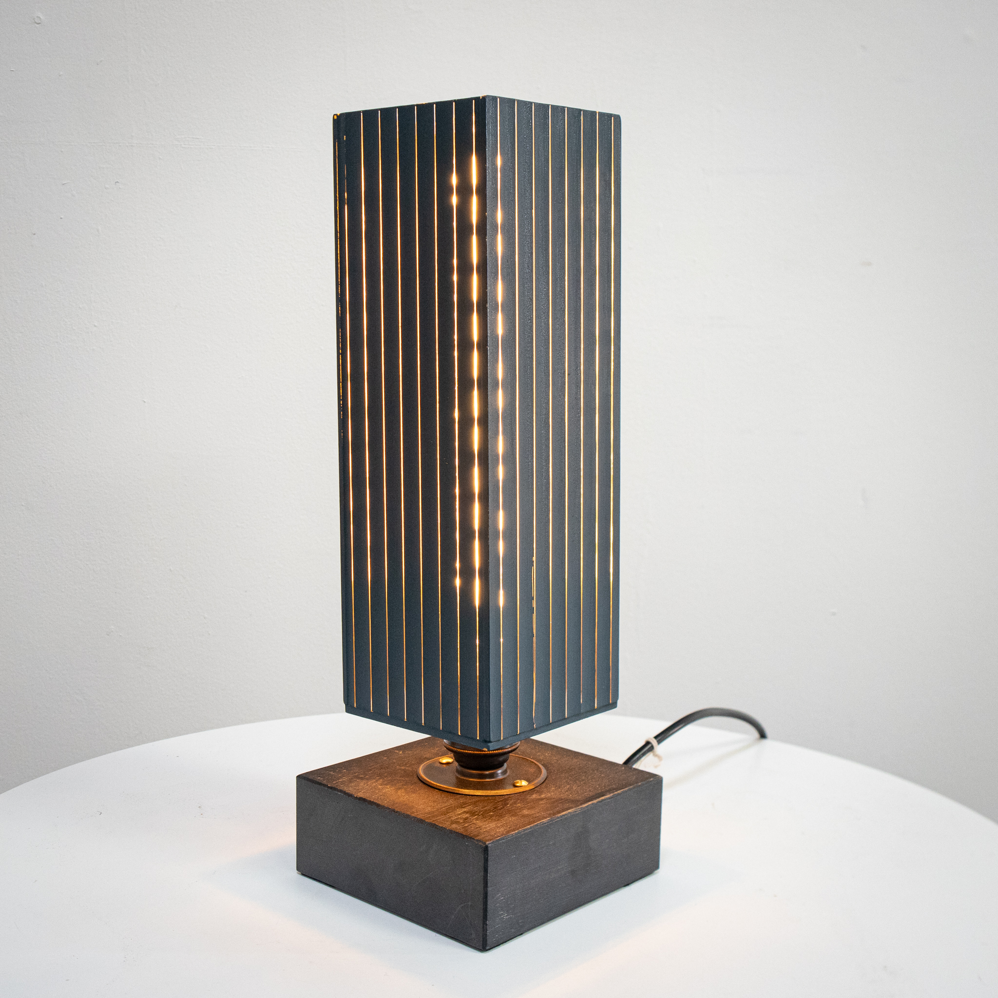 Modern Black & Gold Glass Long Table Lamp