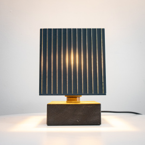 Modern Black & Gold Glass Cube Table Lamp