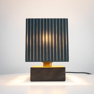 Modern Black & Gold Glass Cube Table Lamp