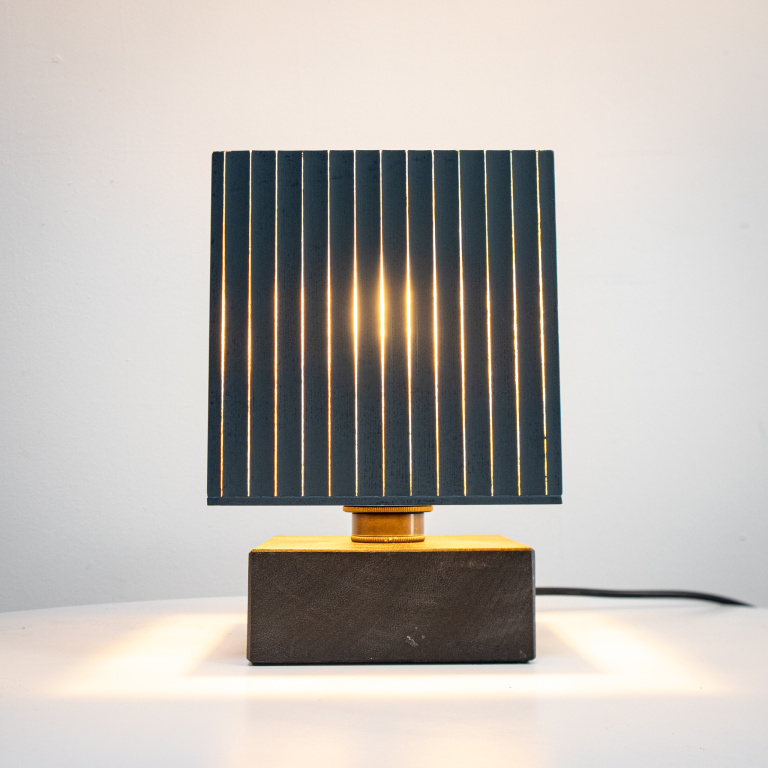 Modern Black & Gold Glass Cube Table Lamp