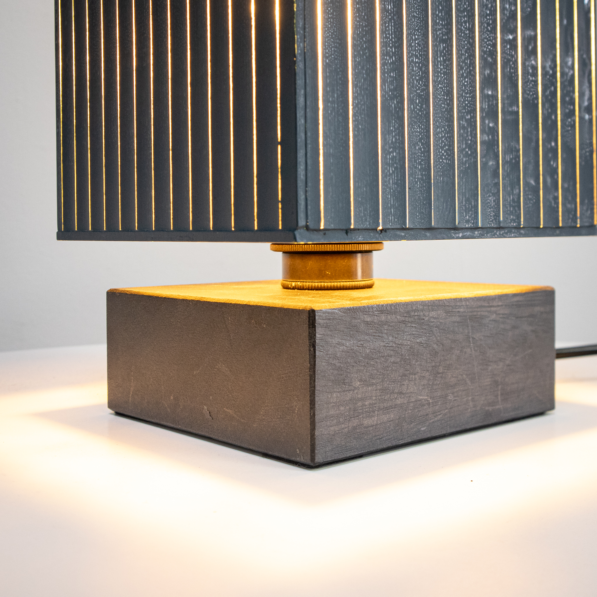 Modern Black & Gold Glass Cube Table Lamp