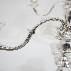 Pair of Three Branch Silver Candelabra