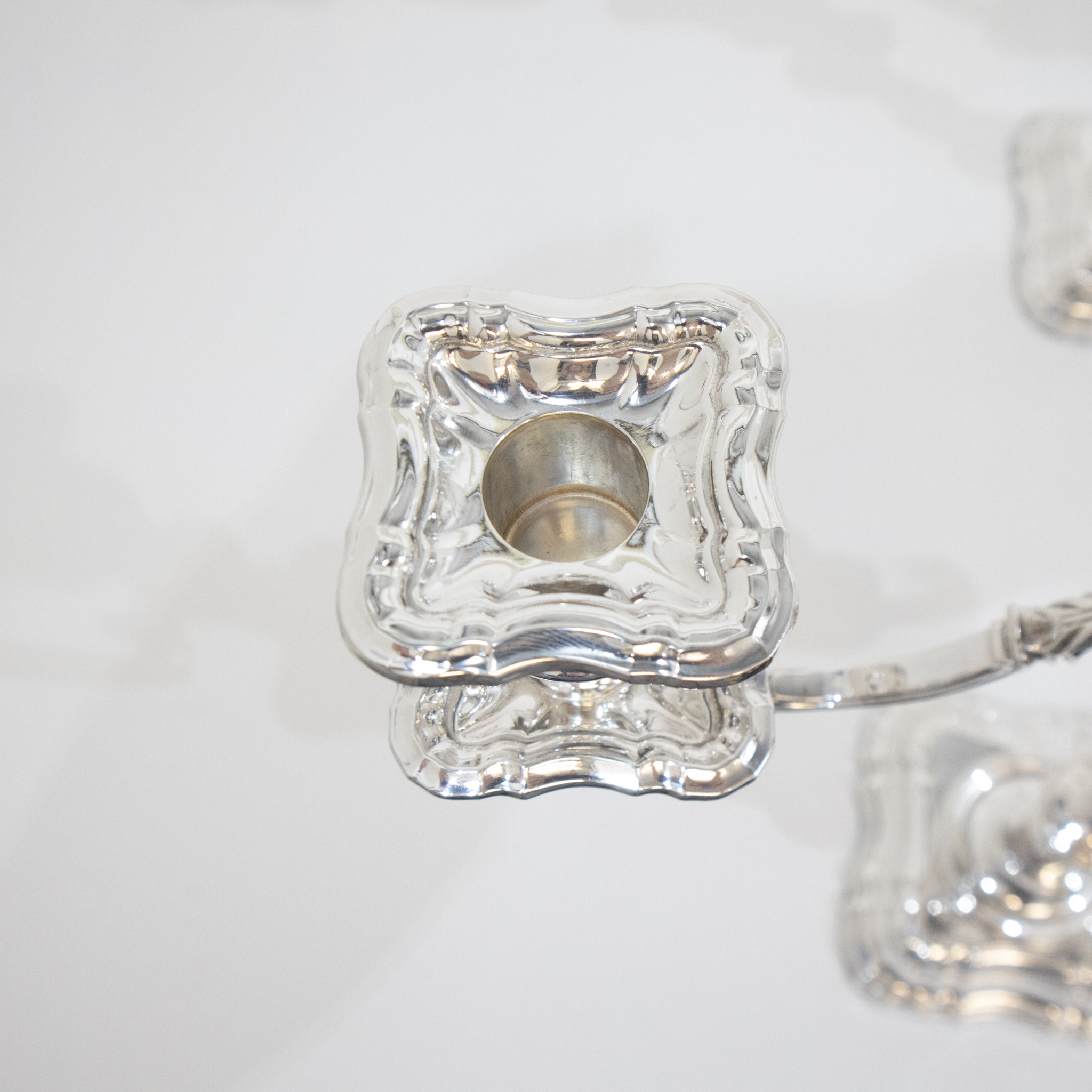 Pair of Three Branch Silver Candelabra