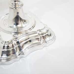 Pair of Three Branch Silver Candelabra