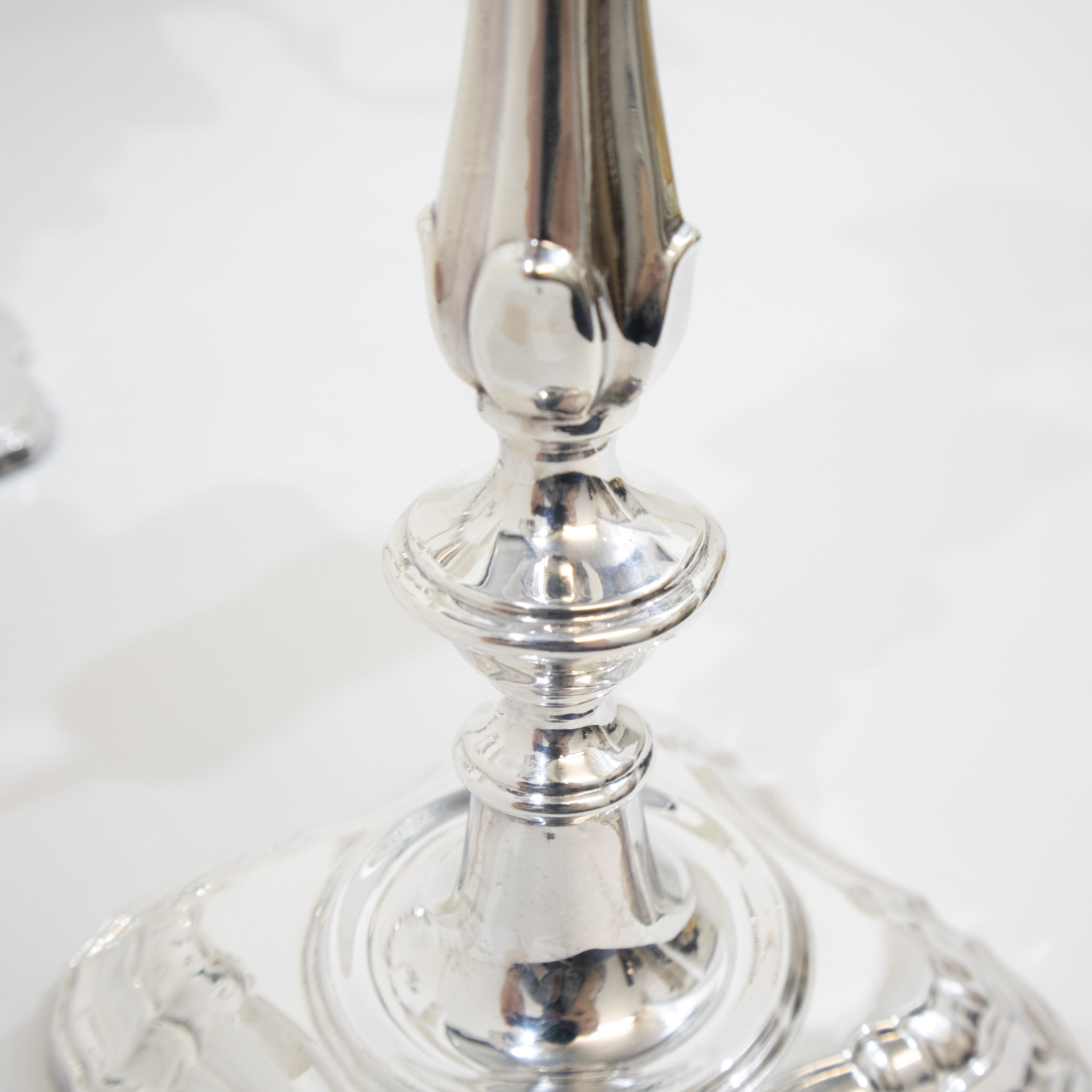 Pair of Three Branch Silver Candelabra