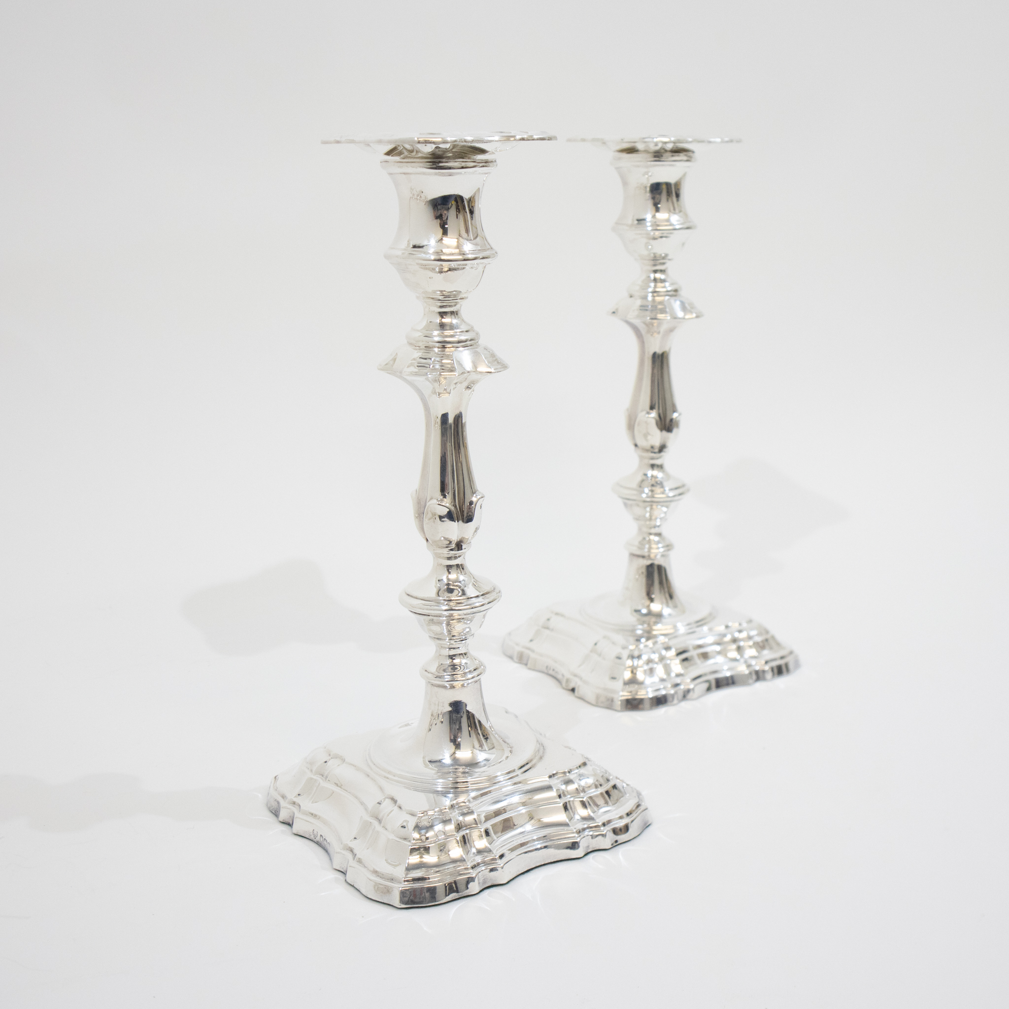 Pair of Three Branch Silver Candelabra