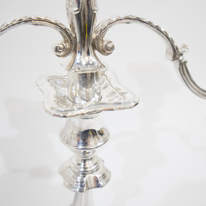 Pair of Three Branch Silver Candelabra